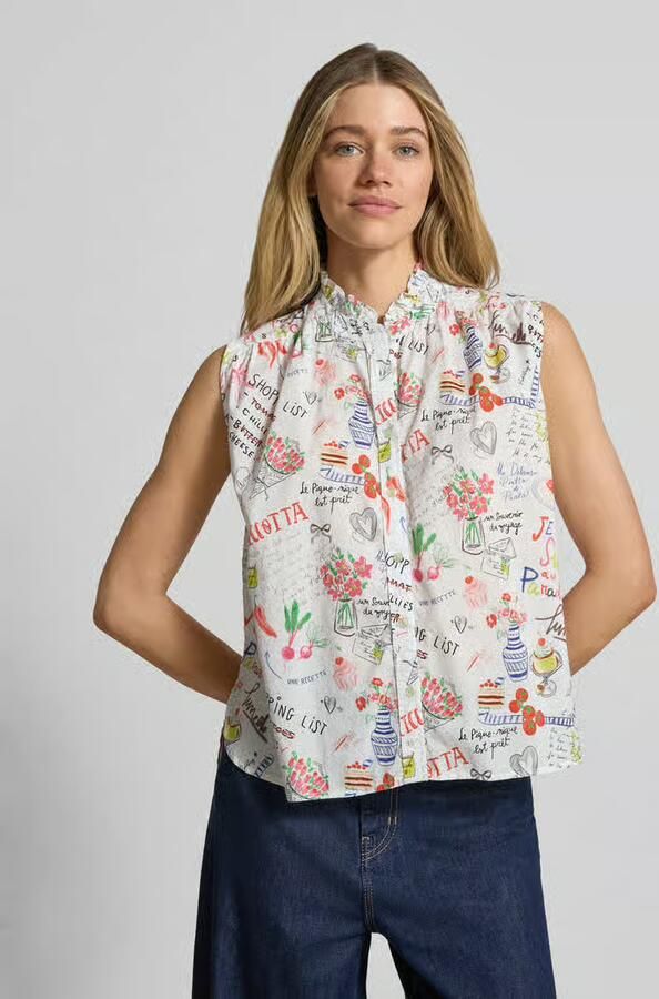 Emily Van den Bergh Blousetop in all-over look met opstaande kraag - Foto 3