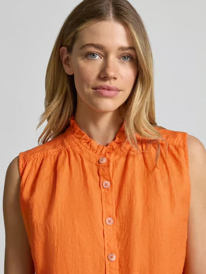 Emily Van den Bergh Blousetop van linnen met opstaande kraag en knoopsluiting - Foto 2