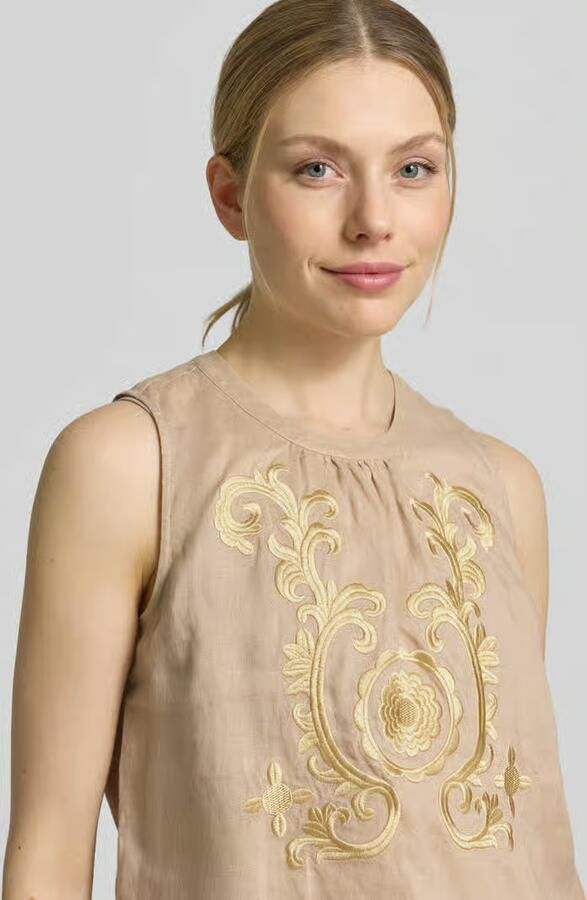 Emily Van den Bergh Blousetop van linnen met stitchings