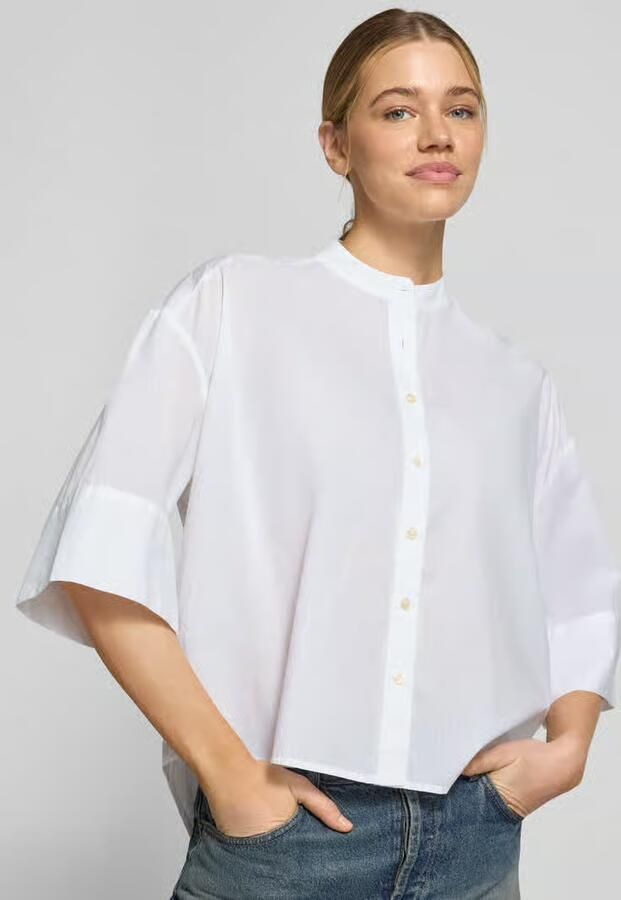 Emily Van den Bergh boxy fit blouse met opstaande kraag en 3 4-mouw
