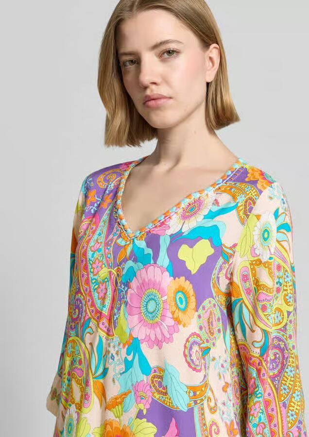 Emily Van den Bergh Knie-lange jurk van viscose met tuniekkraag