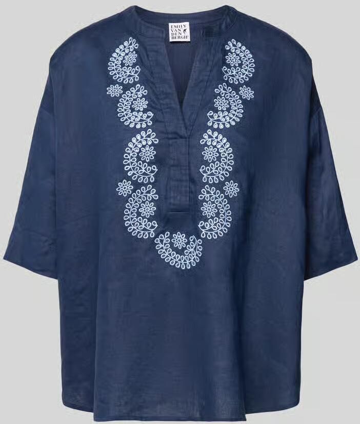 Emily Van den Bergh Linnen blouse met 3 4-mouwen en motiefstitching - Foto 2