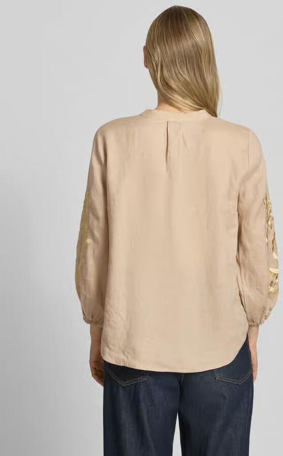 Emily Van den Bergh Linnen blouse met motiefstitching en kwasten - Foto 4
