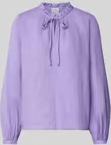 Emily Van den Bergh linnen blouse met serafinokraag en vetersluiting