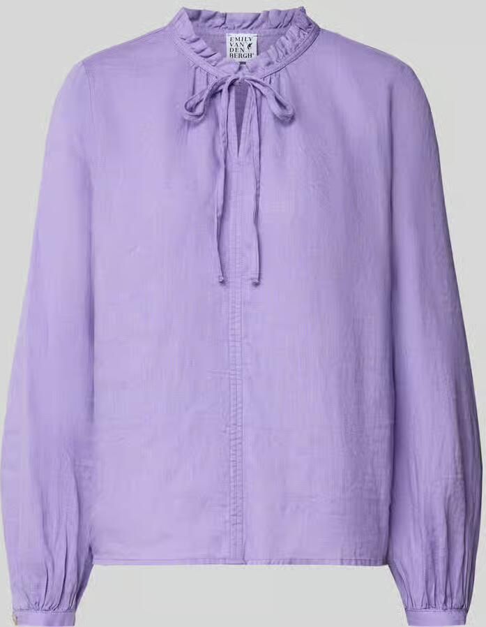 Emily Van den Bergh linnen blouse met serafinokraag en vetersluiting - Foto 2