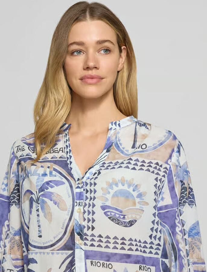 Emily Van den Bergh regular fit blouse in all-over look met 3 4-mouwen
