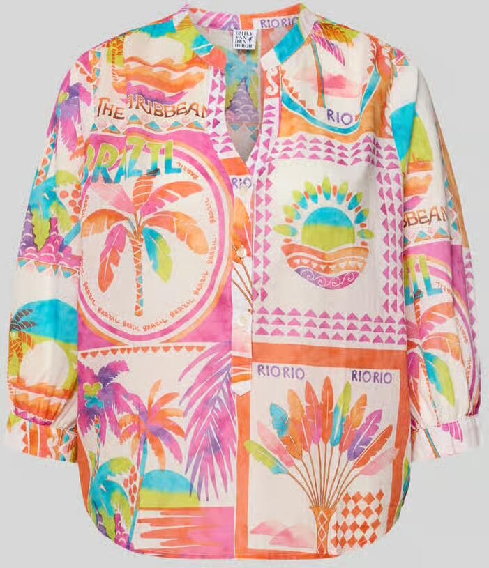 Emily Van den Bergh regular fit blouse in all-over look met 3 4-mouwen - Foto 2