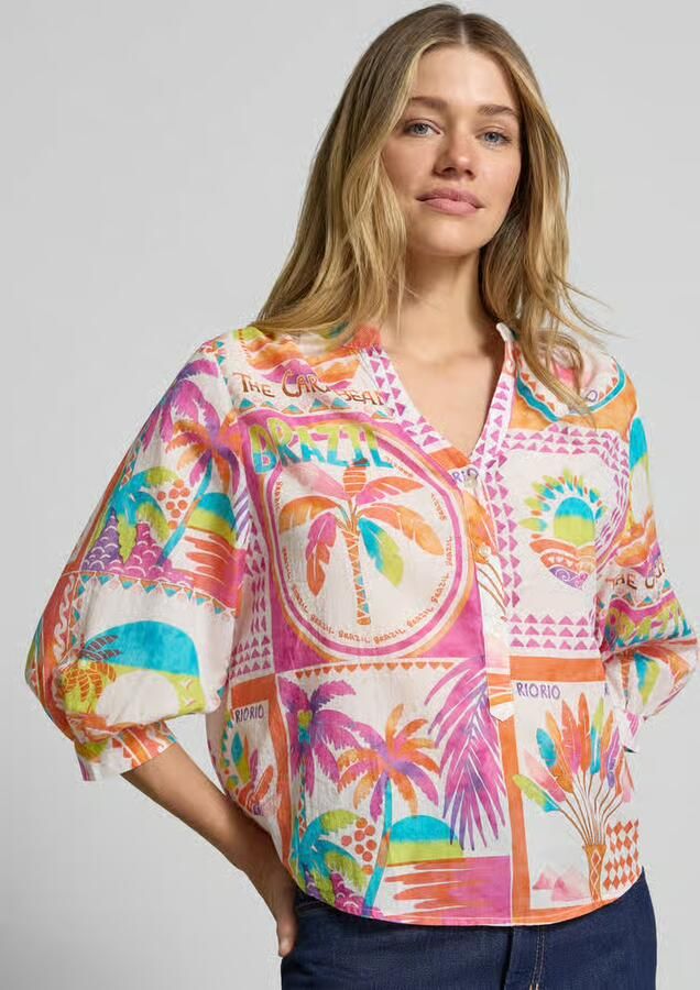 Emily Van den Bergh regular fit blouse in all-over look met 3 4-mouwen