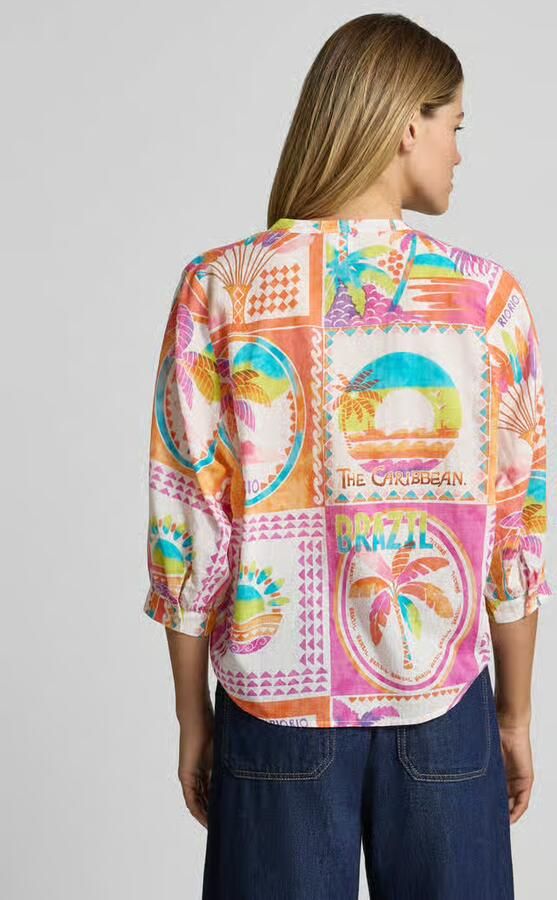 Emily Van den Bergh regular fit blouse in all-over look met 3 4-mouwen