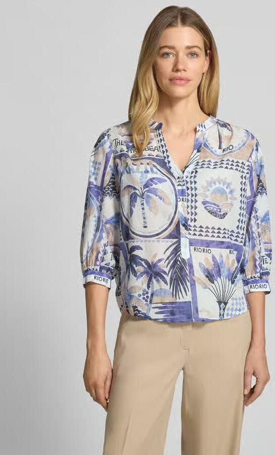 Emily Van den Bergh regular fit blouse in all-over look met 3 4-mouwen - Foto 3