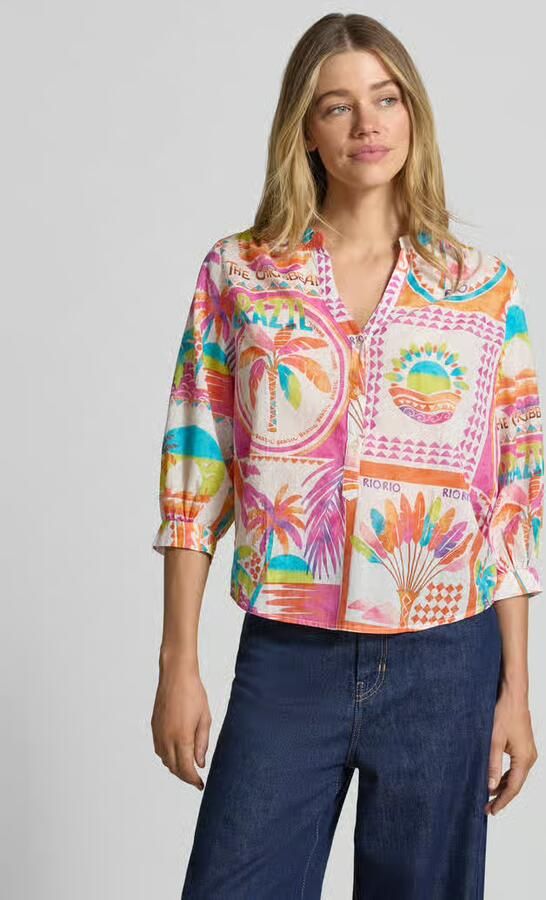 Emily Van den Bergh regular fit blouse in all-over look met 3 4-mouwen - Foto 3