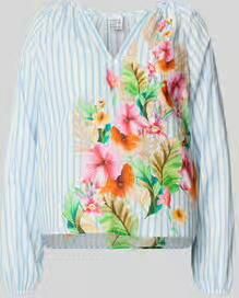 Emily Van den Bergh Regular fit blouse in all-over look met V-hals