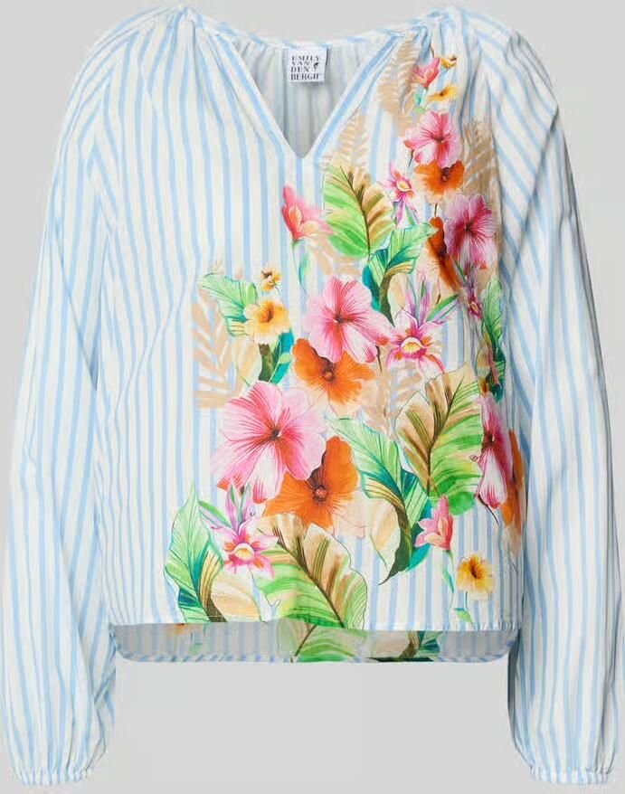 Emily Van den Bergh Regular fit blouse in all-over look met V-hals - Foto 2