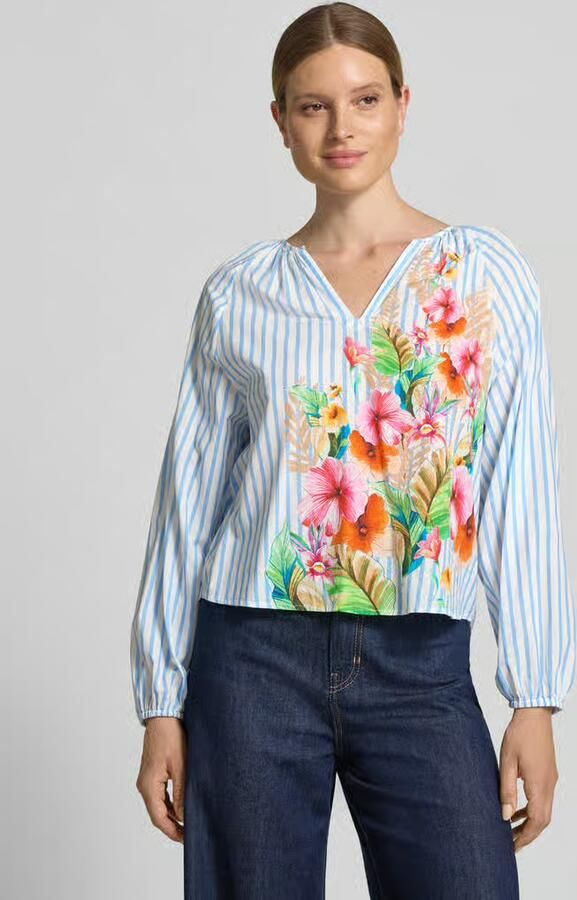 Emily Van den Bergh Regular fit blouse in all-over look met V-hals - Foto 2