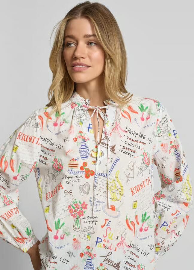 Emily Van den Bergh regular fit blouse in all-over look met vetersluiting