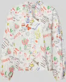 Emily Van den Bergh regular fit blouse in all-over look met vetersluiting