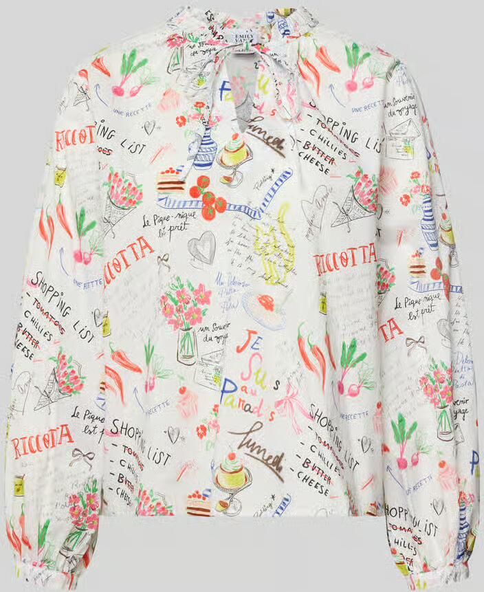 Emily Van den Bergh regular fit blouse in all-over look met vetersluiting - Foto 2