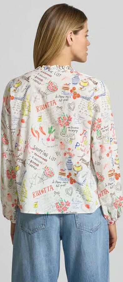 Emily Van den Bergh regular fit blouse in all-over look met vetersluiting - Foto 3