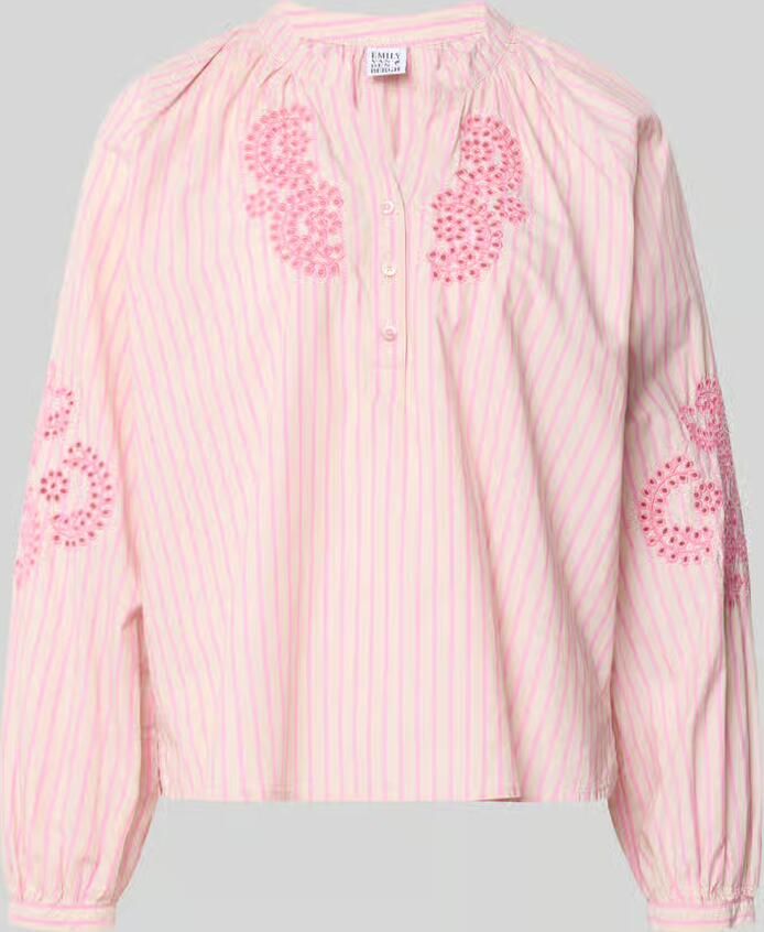 Emily Van den Bergh regular fit blouse met florale stitching
