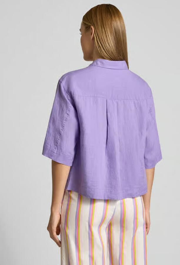 Emily Van den Bergh regular fit linnen blouse met borstzakken