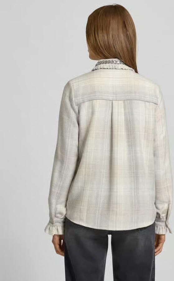 Emily Van den Bergh Regular fit overhemdblouse met platte kraag en siersteentjes