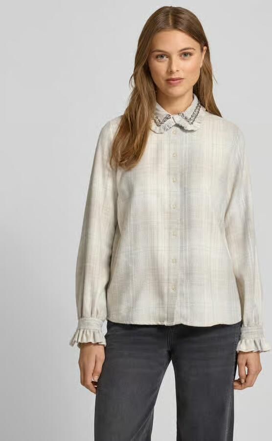 Emily Van den Bergh Regular fit overhemdblouse met platte kraag en siersteentjes - Foto 2