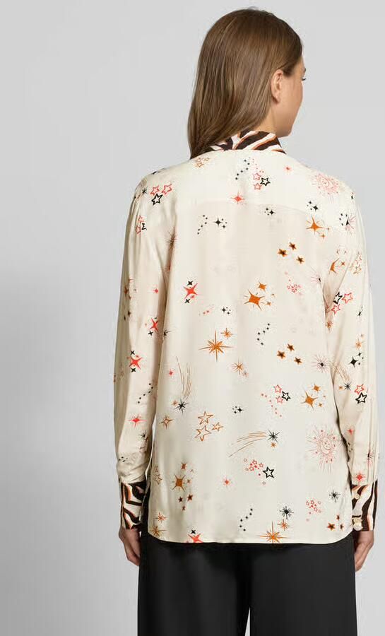 Emily Van den Bergh Regular fit overhemdblouse van pure viscose met dierenprint