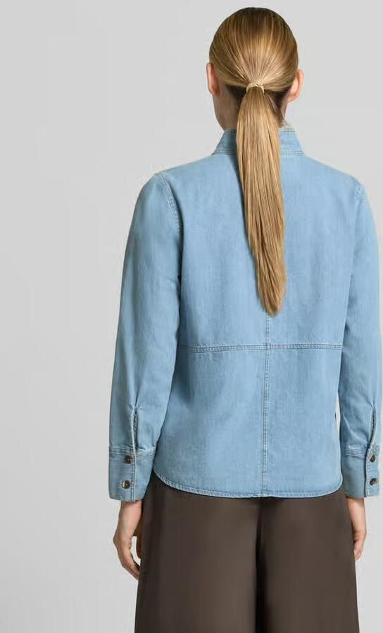 Emily Van den Bergh Regular fit overhemdblouse van puur katoen in denimlook