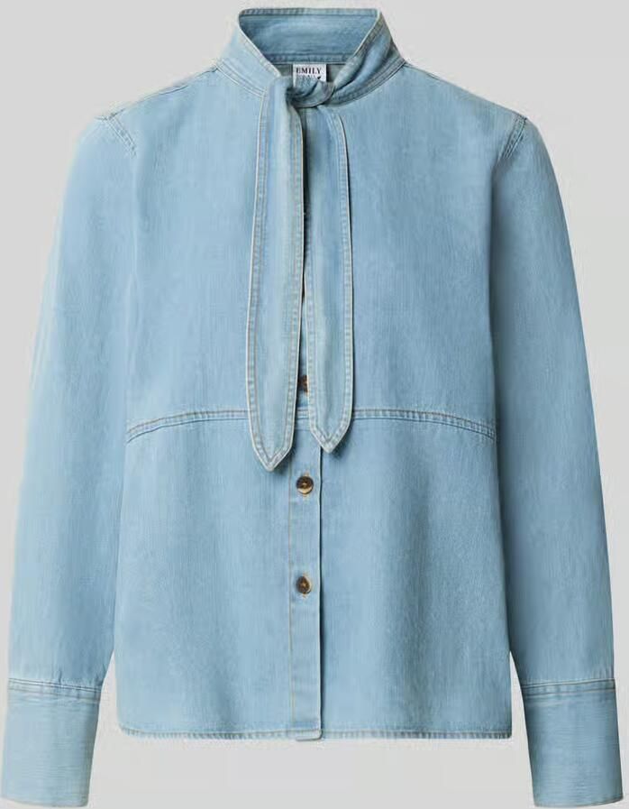 Emily Van den Bergh Regular fit overhemdblouse van puur katoen in denimlook - Foto 2