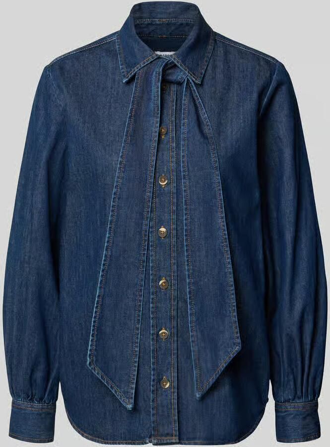 Emily Van den Bergh Regular fit overhemdblouse van puur katoen in denimlook