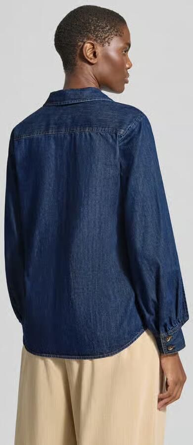 Emily Van den Bergh Regular fit overhemdblouse van puur katoen in denimlook - Foto 3