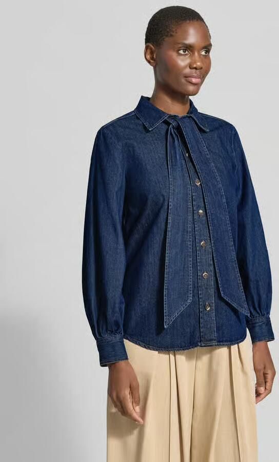 Emily Van den Bergh Regular fit overhemdblouse van puur katoen in denimlook - Foto 2