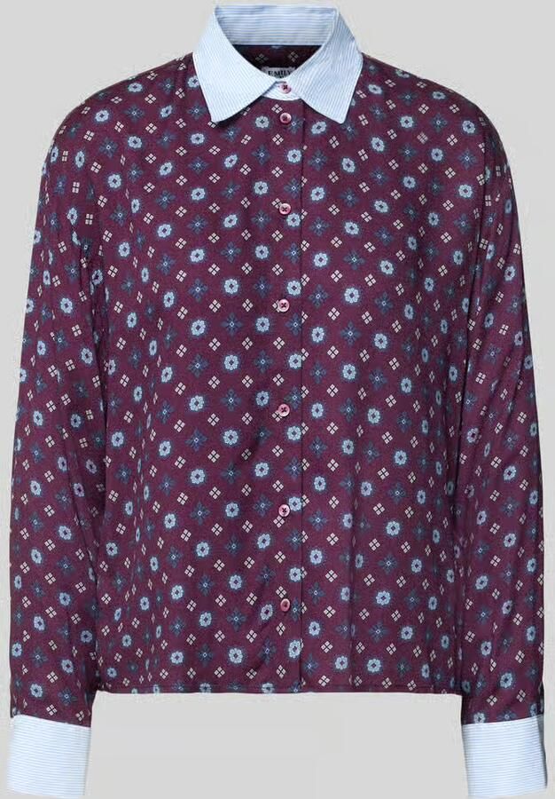 Emily Van den Bergh relaxed fit blouse van pure viscose met all-over motief