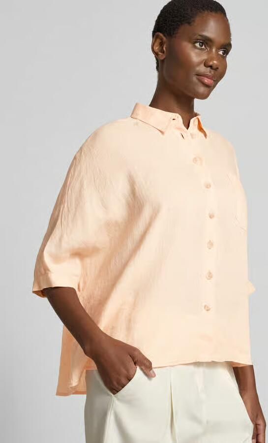 Emily Van den Bergh relaxed fit linnen blouse met borstzak