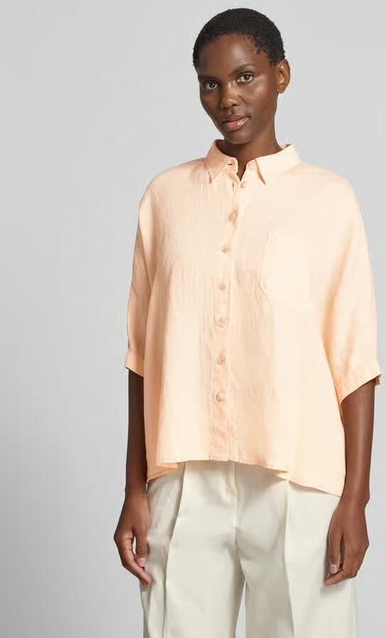 Emily Van den Bergh relaxed fit linnen blouse met borstzak - Foto 3