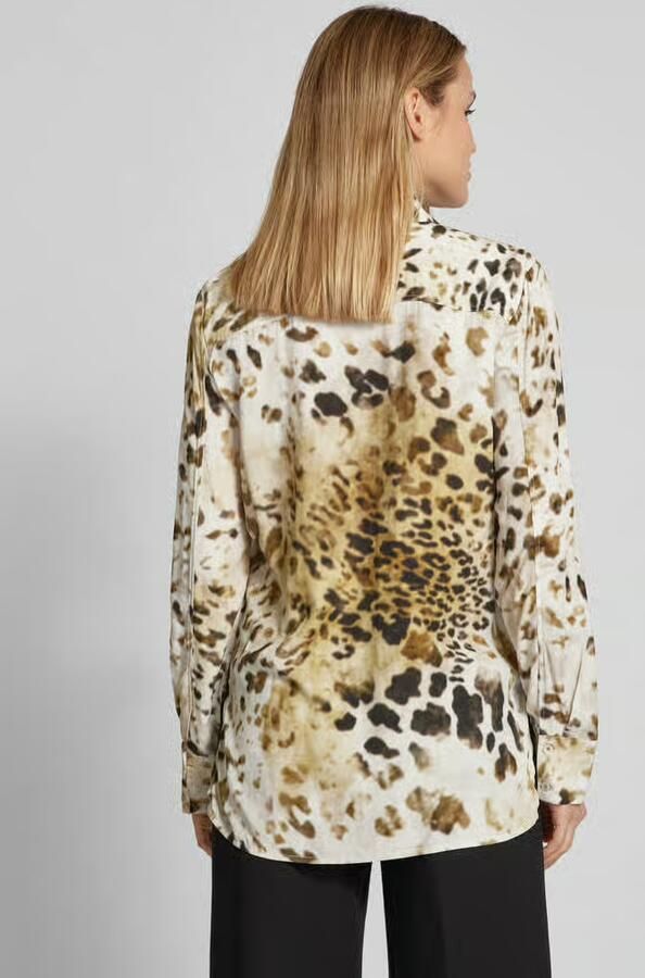 Emily Van den Bergh Slim fit blouse met korte knoopsluiting
