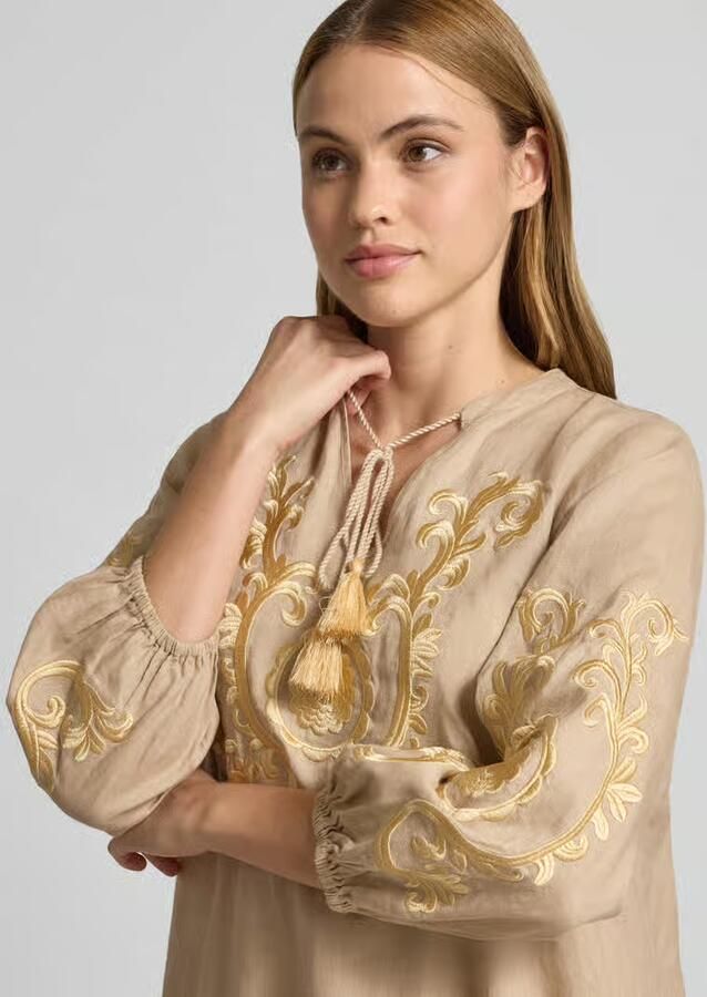 Emily Van den Bergh Tuniekjurk van linnen met stitchings - Foto 2