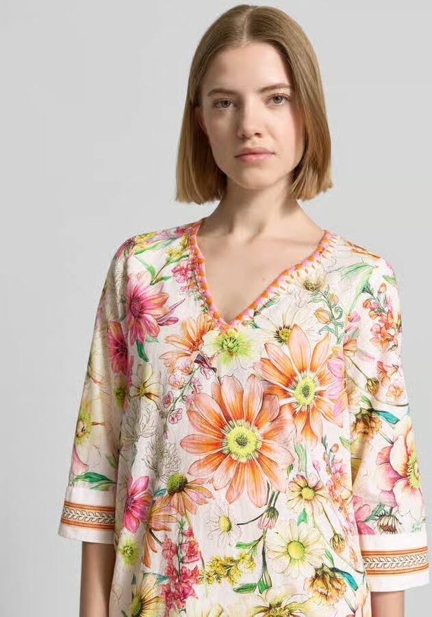 Emily Van den Bergh Tunikajurk in allover-look met V-hals