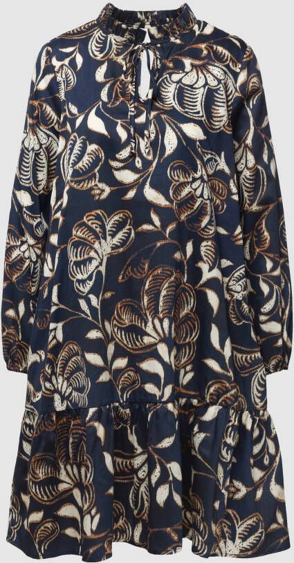 Emily Van den Bergh Knielange jurk met all-over print model 'Volant große Blume'