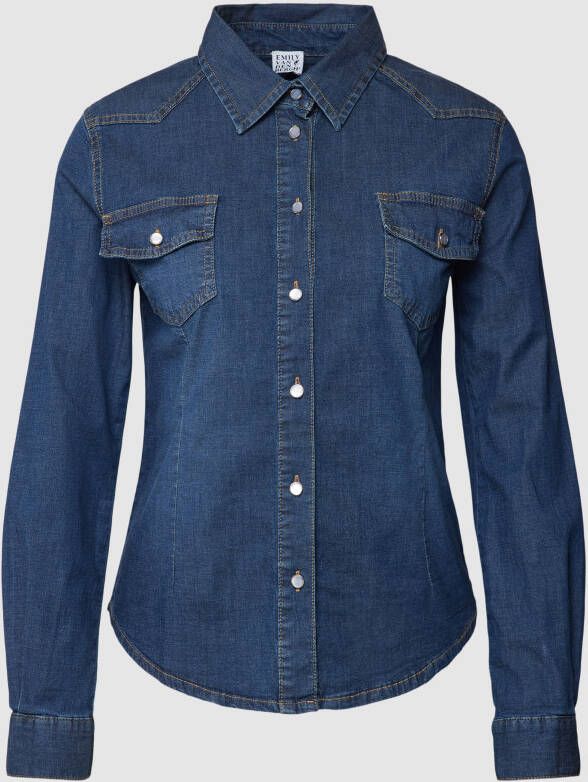 Emily Van den Bergh Overhemdblouse van viscose in denimlook
