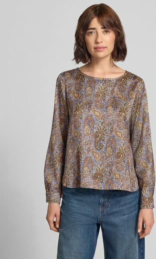 Emme Blouseshirt van satijn in all-over look model 'REGNO' - Foto 2
