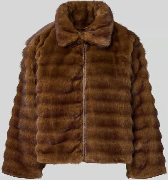 Emme relaxed fit jack met all-over imitatiebont model 'Magio'