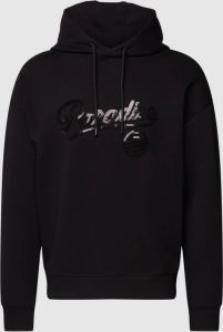 Emporio Armani sequin-embellished drawstring hoodie Zwart Heren