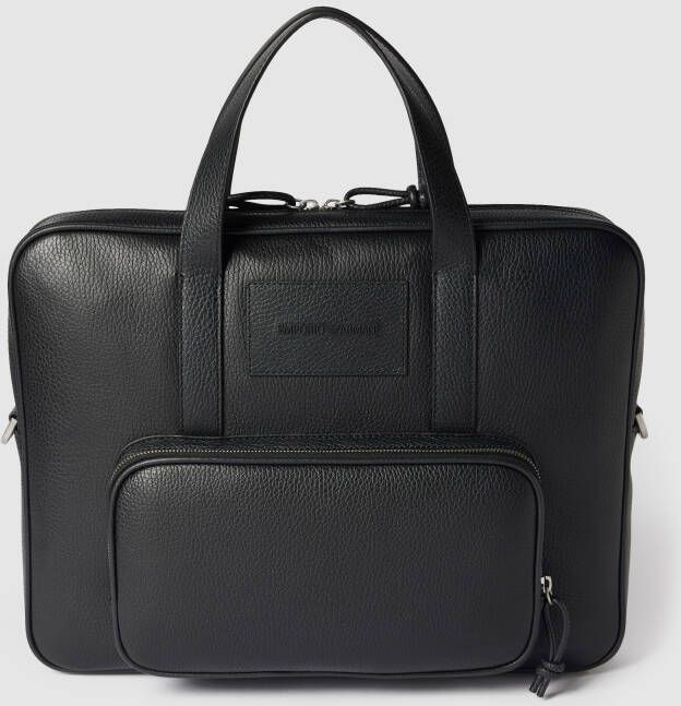 Emporio Armani Laptoptas met structuurmotief model 'Briefcase Clean Logo'