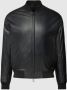 Emporio Armani Leren jack met opstaande kraag - Thumbnail 1