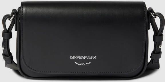 Emporio Armani Zwarte Mini Schoudertas met Verstelbare en Afneembare Logo All Over Riem Black Dames