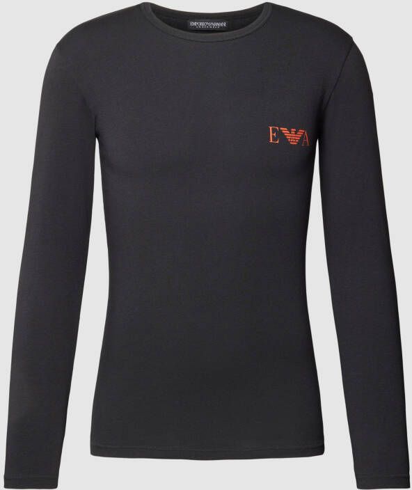 Emporio Armani Slim Fit T-Shirt met Lange Mouwen en Logo Print Black Heren