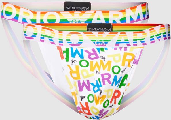 Emporio Armani Suspensoir met ingeweven logo model 'RAINBOW'