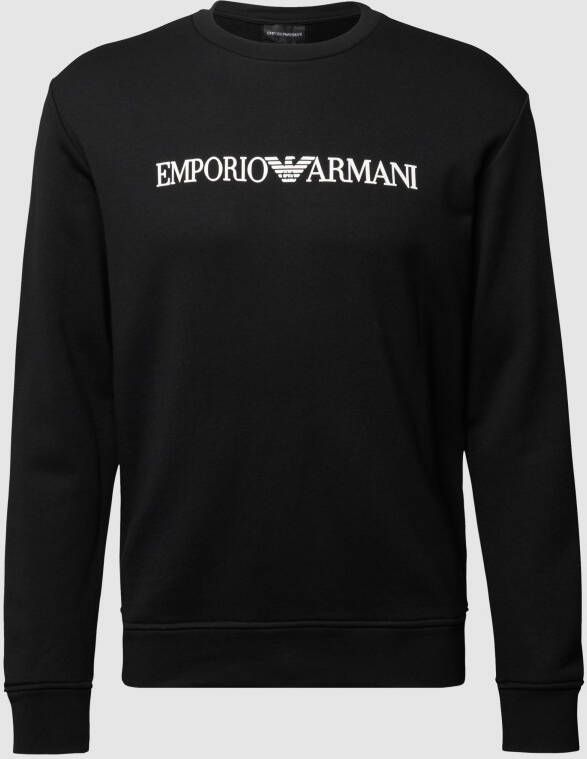 Emporio Armani Katoenen sweatshirt met logo opdruk Black Heren