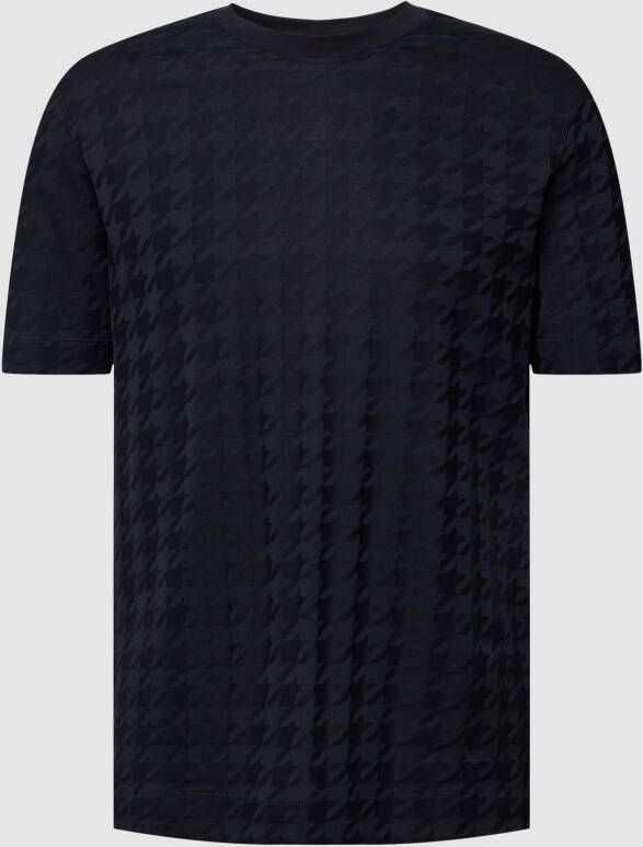 Emporio Armani Navy Blue Houndstooth T-Shirt Blue Heren